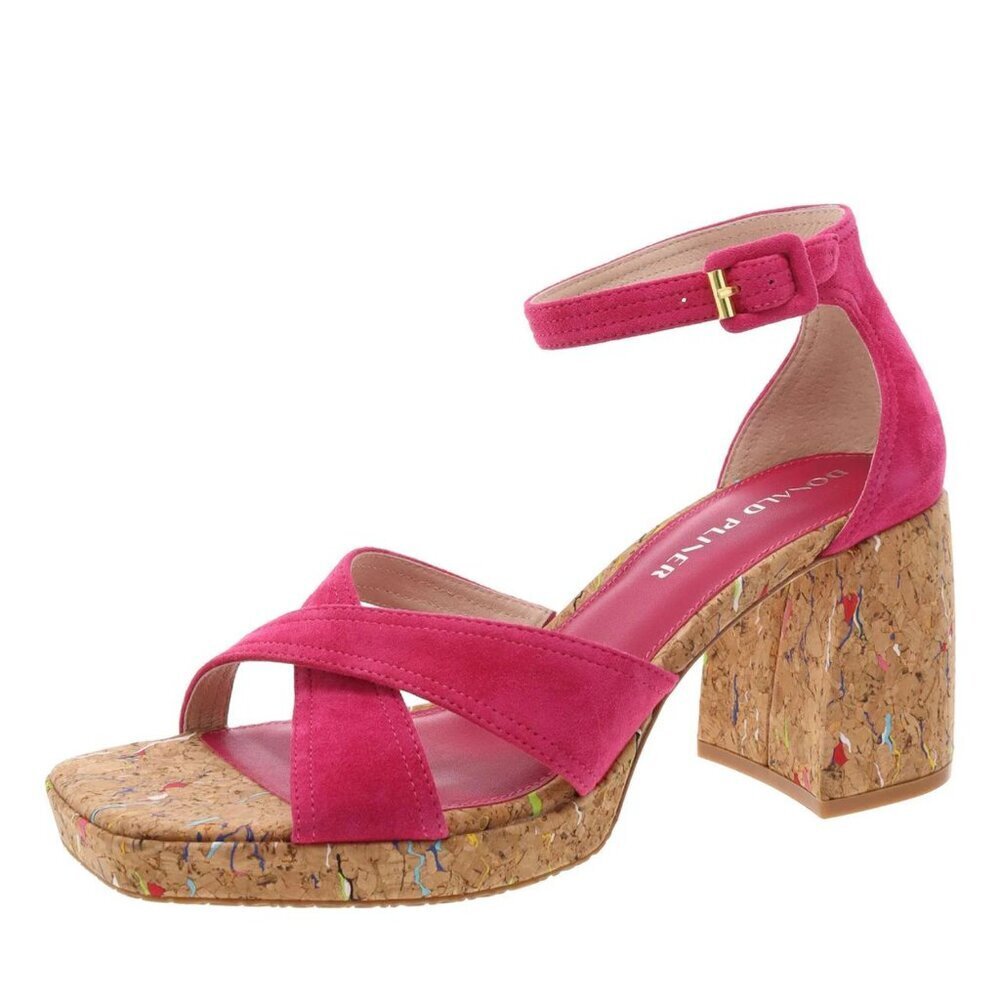NEW Donald Pliner Trista Suede Sandals in Magenta Pink - Picture 2 of 6